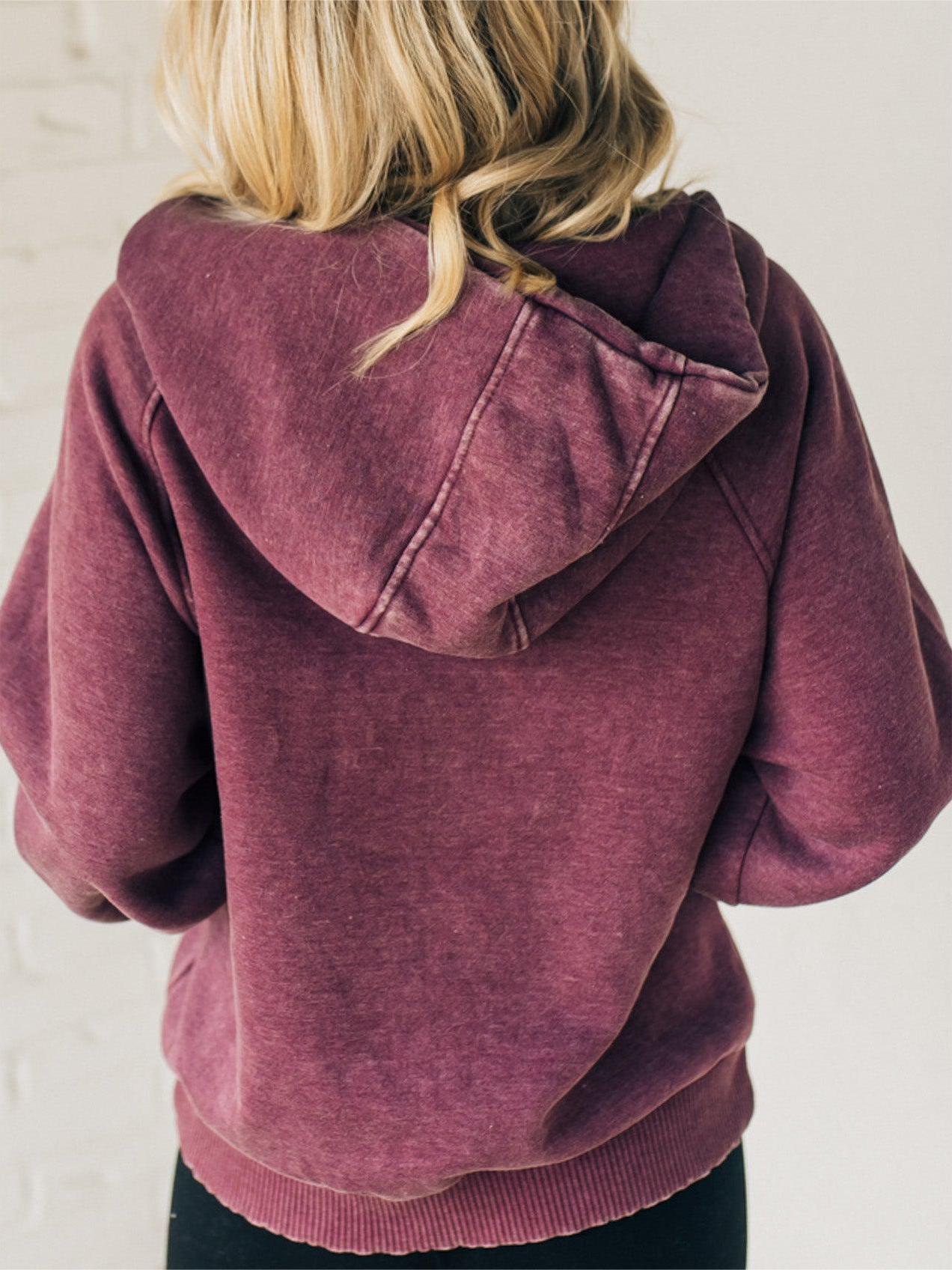 Women's 3/4 Zip Acid Washed Hoodie (Buy 2 Free Shipping)