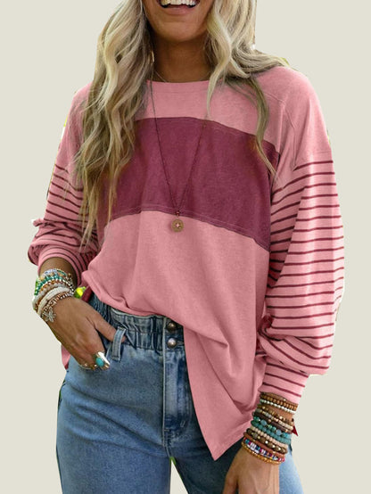 Women's Cute Color Block Long Sleeve Casual Top (Buy 2 Free Shipping)