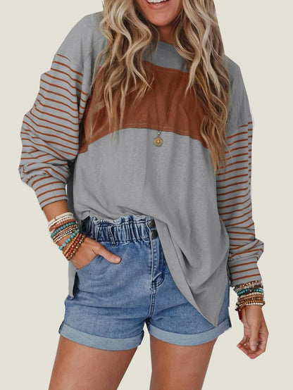 Women's Cute Color Block Long Sleeve Casual Top (Buy 2 Free Shipping)