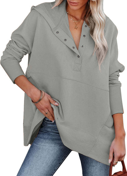 Women's Oversized Half Button Hoodie (Buy 2 Free Shipping)
