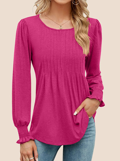 Women's Pleated Puff Long Sleeve Tunic Tops (Buy 2 Free Shipping)