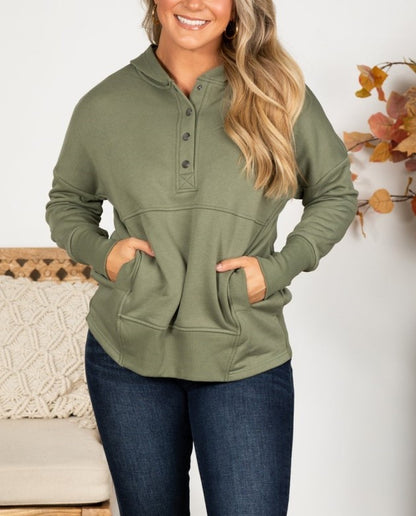 Women's Oversized Half Button Hoodie (Buy 2 Free Shipping)