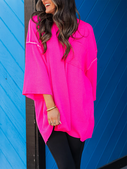 Oversize High Neck Urban Ribbed Tunic (Buy 2 Free Shipping)