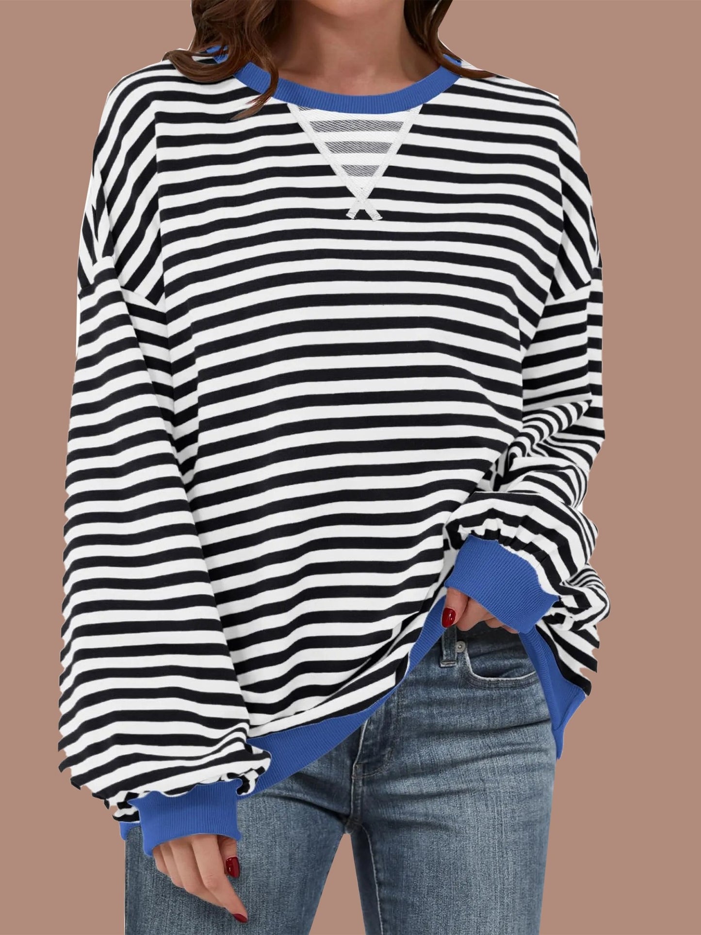 Women's Striped Oversized Sweatshirt (Buy 2 Free Shipping)