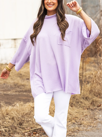 Oversize High Neck Urban Ribbed Tunic (Buy 2 Free Shipping)