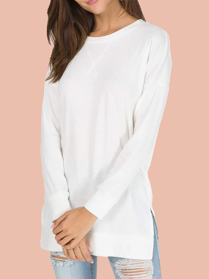 Women's Long Sleeve Side Slit Loose Tops (Buy 3 Free Shipping)