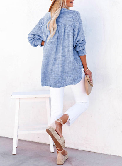 Women's Casual V-Neck Gauze Blouse (Buy 2 Free Shipping)