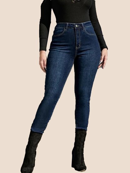 Elastic High Rise Skinny Jeans