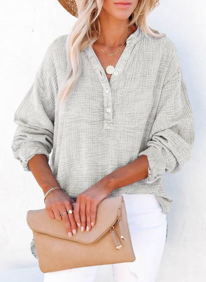 Women's Casual V-Neck Gauze Blouse (Buy 2 Free Shipping)