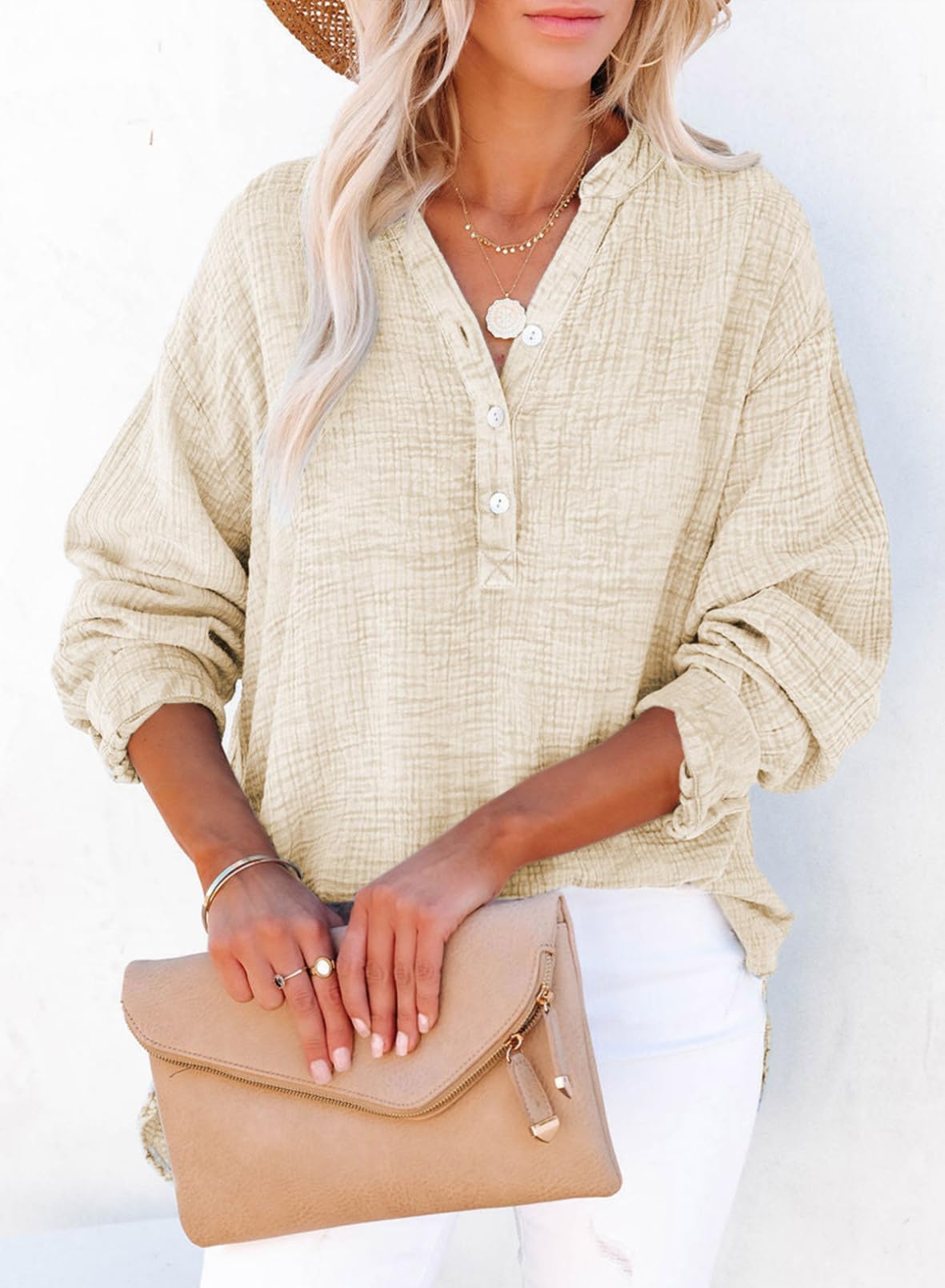 Women's Casual V-Neck Gauze Blouse (Buy 2 Free Shipping)