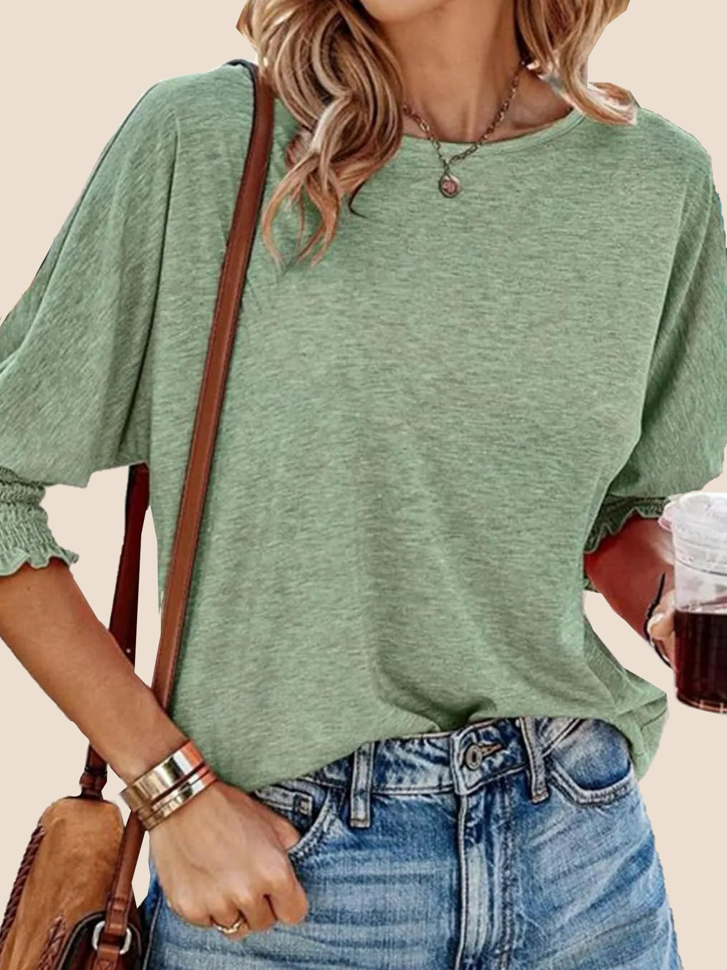 Women's Round Neck 3/4 Sleeve Basic T-Shirts (Buy 3 Free Shipping)