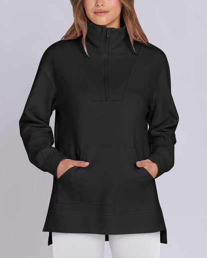 Women's Quarter Zip Oversized Knit Pullover (Buy 2 Free Shipping)