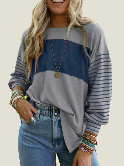 Women's Cute Color Block Long Sleeve Casual Top (Buy 2 Free Shipping)